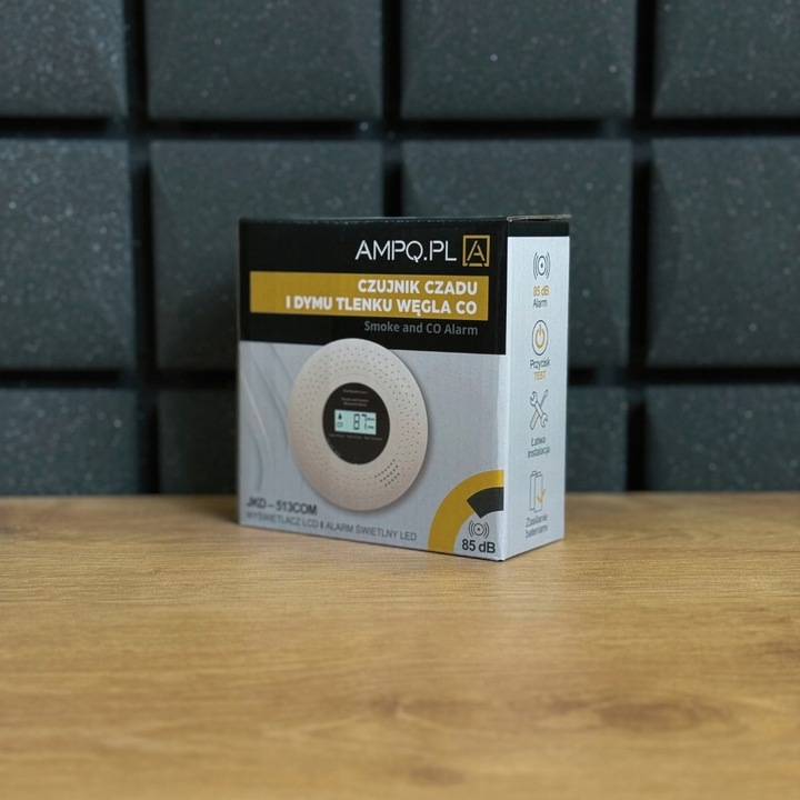 Czujnik detektor czadu i dymu tlenku węgla CO lcd