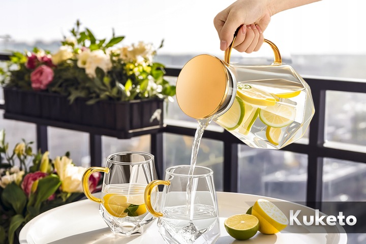 DZBANEK DO HERBATY szklany ZAPARZACZ Z SITEM FILTREM Kuketo Crystal 1500ml
