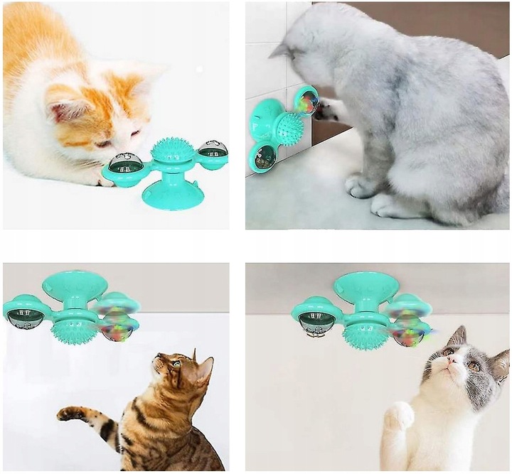 Gryzak z kocimiętką Interaktywna zabawka z przyssawką dla kota ŚWIECĄCA 360