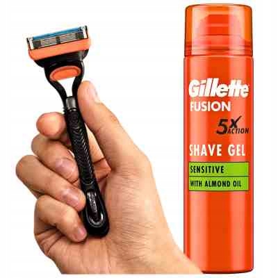 Gillette Fusion 5 Sensitive 200 ml żel do golenia z olejkiem migdałowym