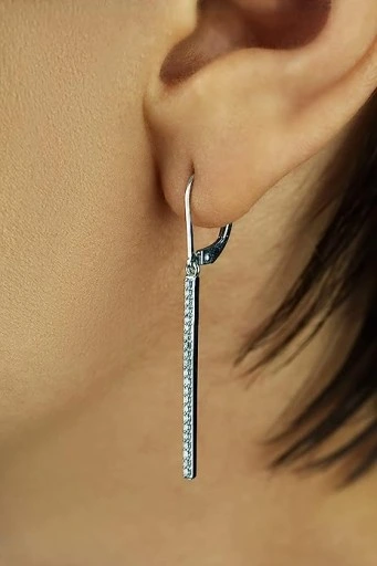 DŁUGIE SREBRNE KOLCZYKI WISZĄCE RODOWANE SREBRO