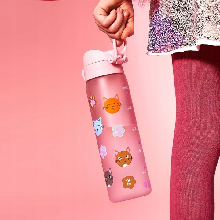 BUTELKA NA WODĘ BIDON DLA DZIEWCZYNKI DO SZKOŁY PRZEDSZKOLA KOTKI ION8 0,5L