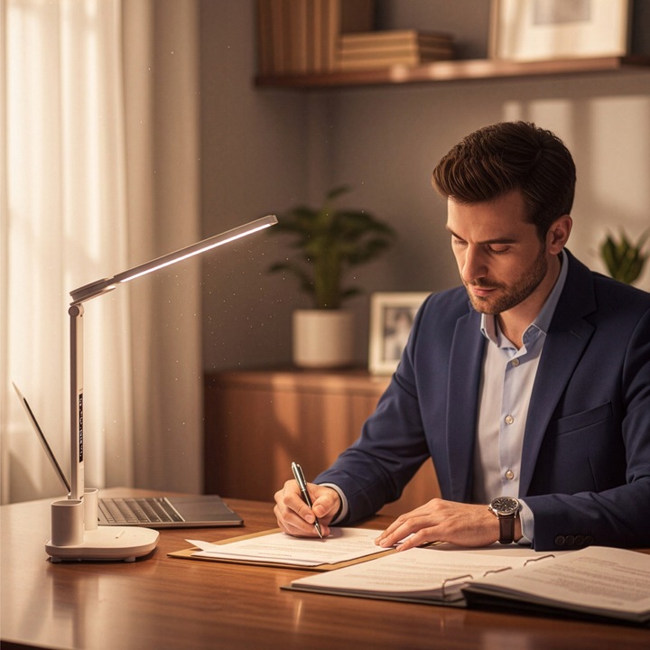 LAMPKA NA BIURKO LED PODWÓJNA BIURKOWA ZEGAR ORGANIZER TEMPERATURA
