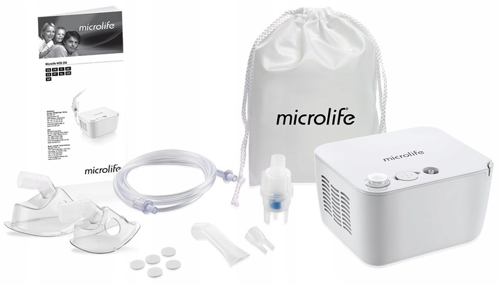 MICROLIFE INHALATOR NEBULIZATOR TŁOKOWY NEB 200 DLA DZIECI I DOROSŁYCH+ETUI