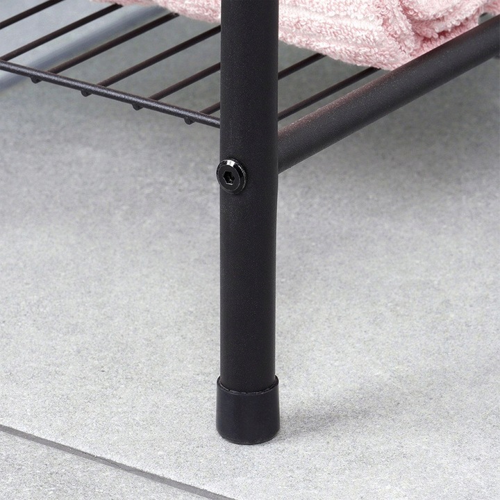 Stojak NA RĘCZNIKI wieszak łazienkowy podłogowy stojący czarny + półka