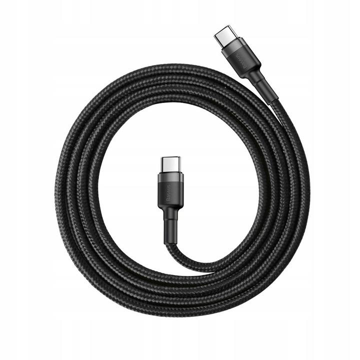 BASEUS SZYBKI KABEL USB C - USB C QUICK CHARGE MOCNY PRZEWÓD W OPLOCIE 1m