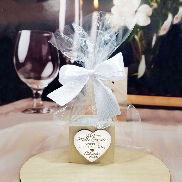 Podziękowanie dla Rodziców Chrzestnych na Komunię Chrzest świecznik