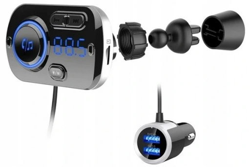 TRANSMITER BLUETOOTH FM SAMOCHODOWY SZYBKA ŁADOWARKA 2x USB AUX