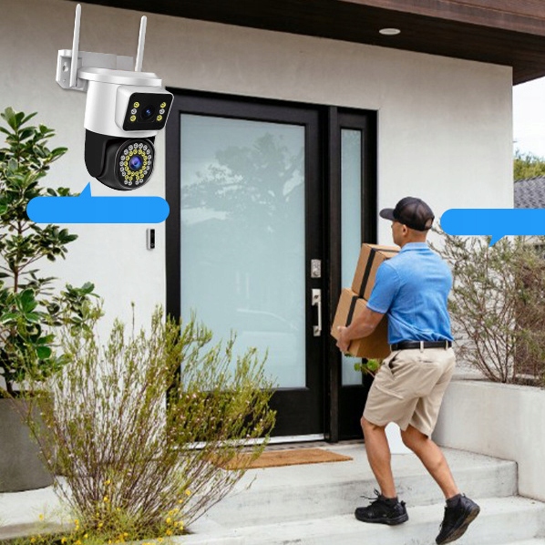 PODWÓJNA KAMERA WIFI IP SMART ZEWNĘTRZNA OBROTOWA QHD 2x 4MP ZOOM APLIKACJA