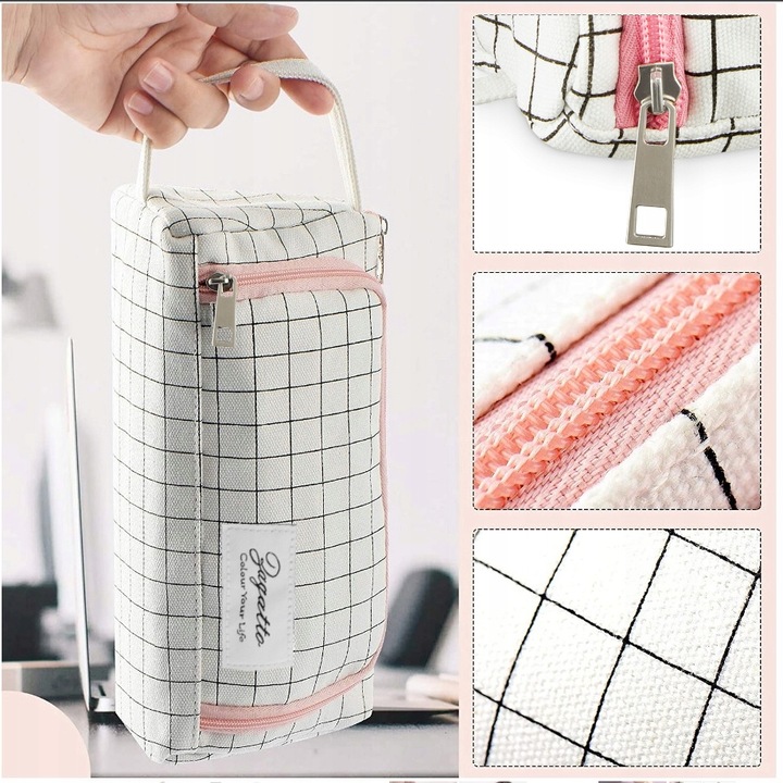 Piórnik szkolny z uchwytem różowy pojemna saszetka ZAGATTO