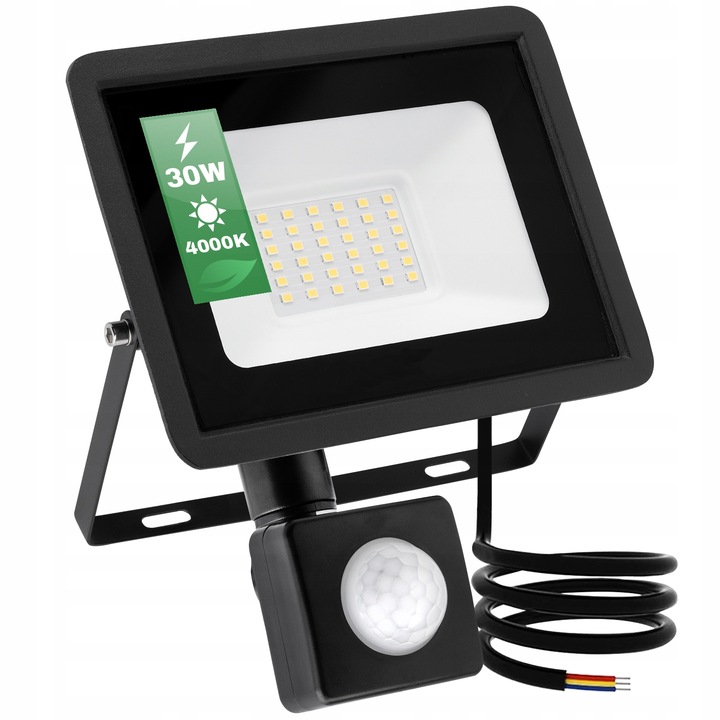 Naświetlacz LED 30W HALOGEN LAMPA REFLEKTOR z CZUJNIKIEM RUCHU IP65 SLIM