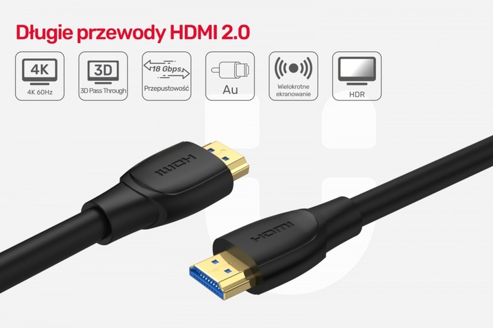 Unitek czarny przewód kabel High Speed HDMI 2.0 4K 60Hz C11068BK 7m