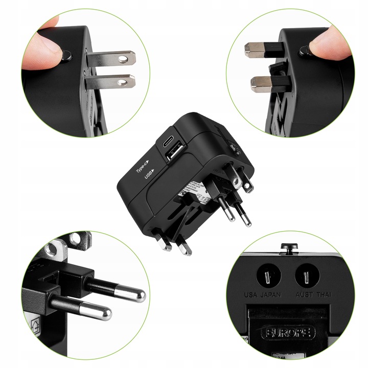 PRZEJŚCIÓWKA ADAPTER PODRÓŻNY CAŁY ŚWIAT GNIAZDKA UK USA EU ŁADOWARKA