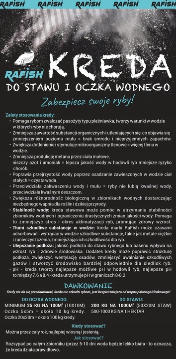 24 KG KREDA DO STAWU I OCZKA WODNEGO staw oczko wodne ryby ryba stawy