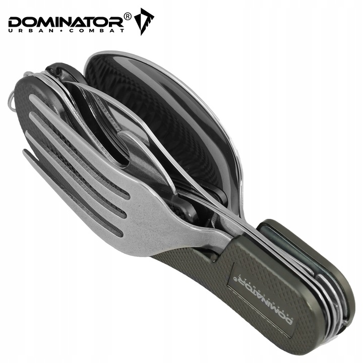 Niezbędnik Turystyczny DOMINATOR sztućce nóż składany łyżka widelec olive