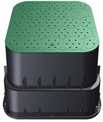 Duża Studzienka zaworowa LARGE 34x34x26,5 cm na 2 zawory HIDE zielony