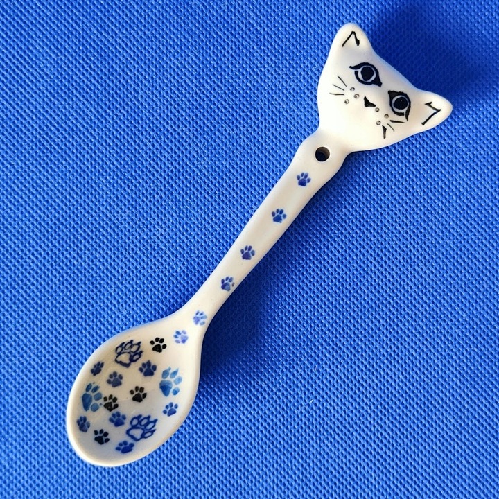 Łyżeczka Ceramiczna 13,8 cm, Kotek, Ceramika Artystyczna Bolesławiec.
