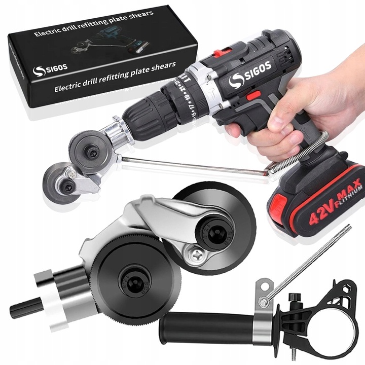 ADAPTER DO CIĘCIA BLACHY NA WKRĘTARKĘ WIERTARKĘ PRZYSTAWKA NOŻYCE