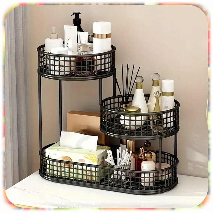 KOSZ NA OWOCE WARZYWA 3 POZIOMOWY METALOWY CZARNY KOSZYK STOJAK