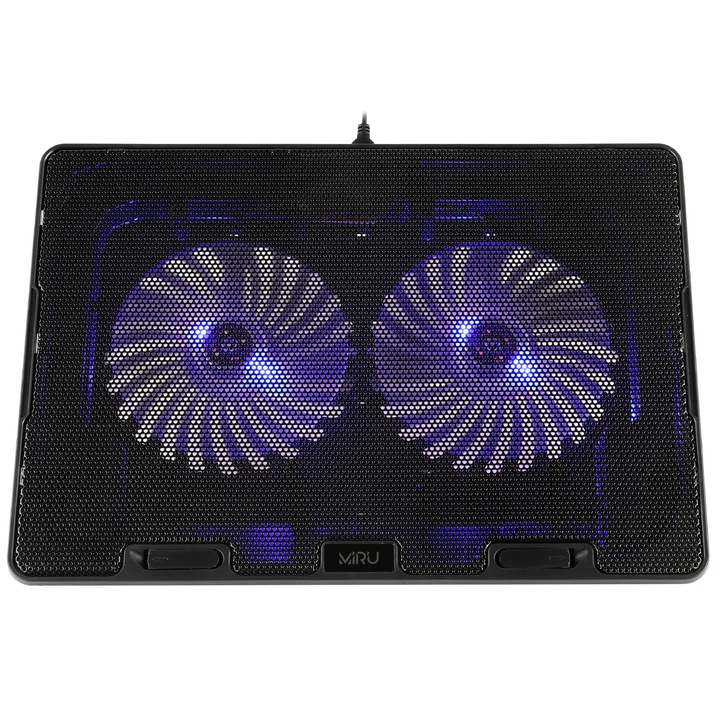 PODSTAWKA CHŁODZĄCA POD LAPTOPA 15,6" CZARNA REGULOWANA PODKŁADKA LED Z USB