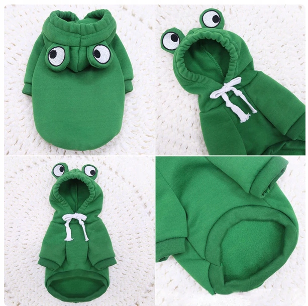 UBRANIE PRZEBRANIE DLA PSA KOTA BLUZA Z KAPTUREM ZIELONA ŻABA S