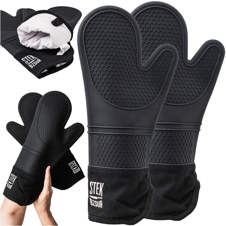 Rękawice Kuchenne Grillowe Stek Bzdur Silikonowe Żaroodporne Długie