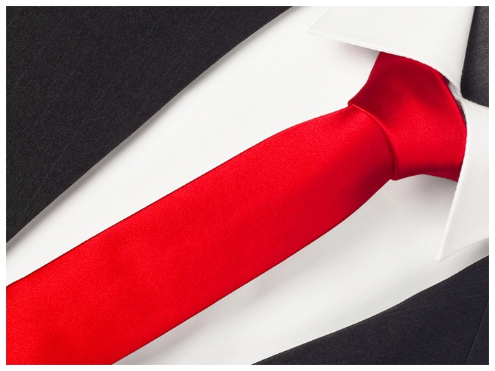 ŻAKARDOWY Krawat 7cm Męski do Garnituru Jednokolorowy Gładki Czerwony rr09