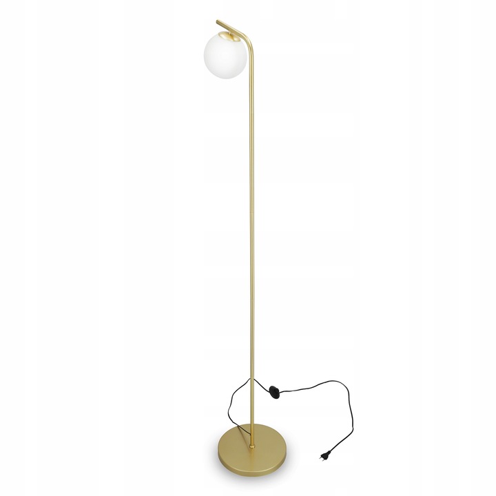 Złota Lampa Stojąca Podłogowa Lampka LED 1X E27 Kula Do Czytania