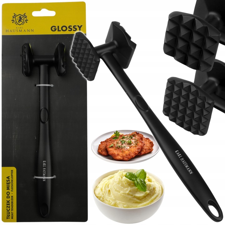 TŁUCZEK DO MIĘSA ZIEMNIAKÓW CZARNY METALOWY SOLIDNY TŁUCZEK 23 cm