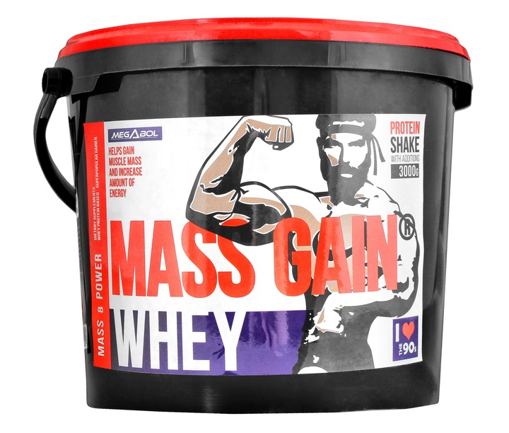 GAINER WHEY MASS GAIN MIĘŚNIE MASA WĘGLOWODANY WPC - Megabol 3000g
