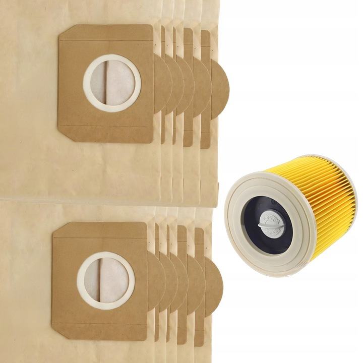 10X WORKI + FILTR DO ODKURZACZA KARCHER WD3 MV3 WD2 SE 4001 K2000 PAPIEROWE
