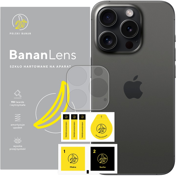 Szkło hartowane 9H BananLens na aparat do Apple iPhone 15 Pro
