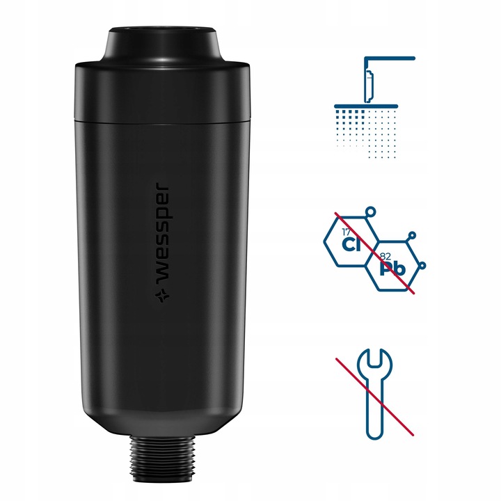 FILTR WODY prysznicowy Wessper AquaShower czarny do prysznica 7500l
