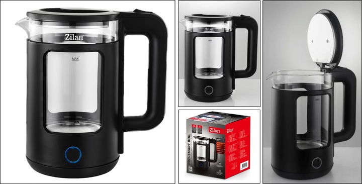 CZAJNIK ELEKTRYCZNY SZKŁO CZARNY 1,5L 1650W