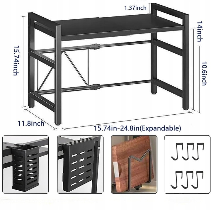 Półka Stojak na mikrofalówkę Regał kuchenny regulowany na