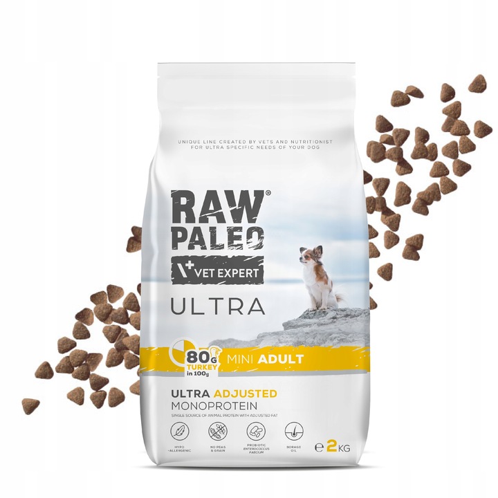 RAW PALEO ULTRA TURKEY ADULT MINI 2kg-sucha karma indyk dla psów ras małych