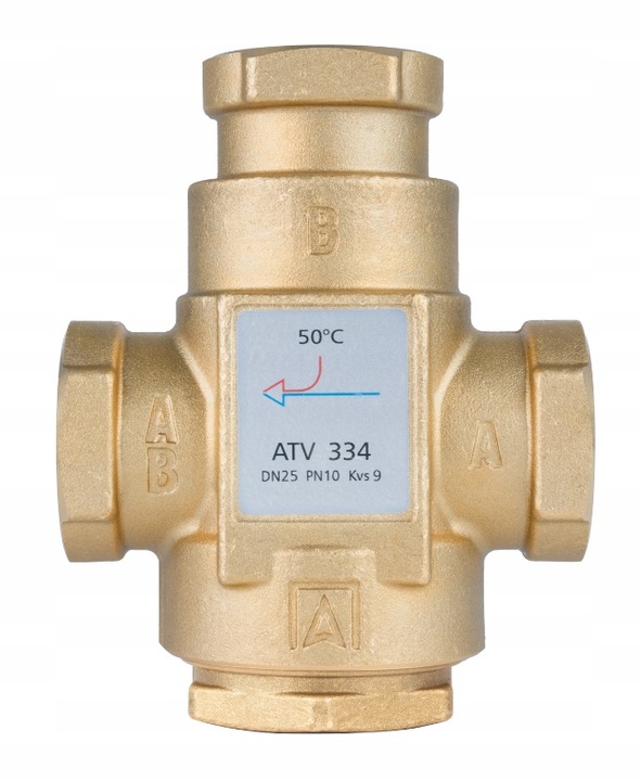 ZAWÓR TEMPERATUROWY OCHRONY POWROTU KOTŁA ATV 334 DN25 Ø 1" CAL 9 m³/h