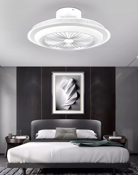 WENTYLATOR SUFITOWY WIATRAK PLAFON LAMPA LED 51 CM DUŻY APLIKACJA