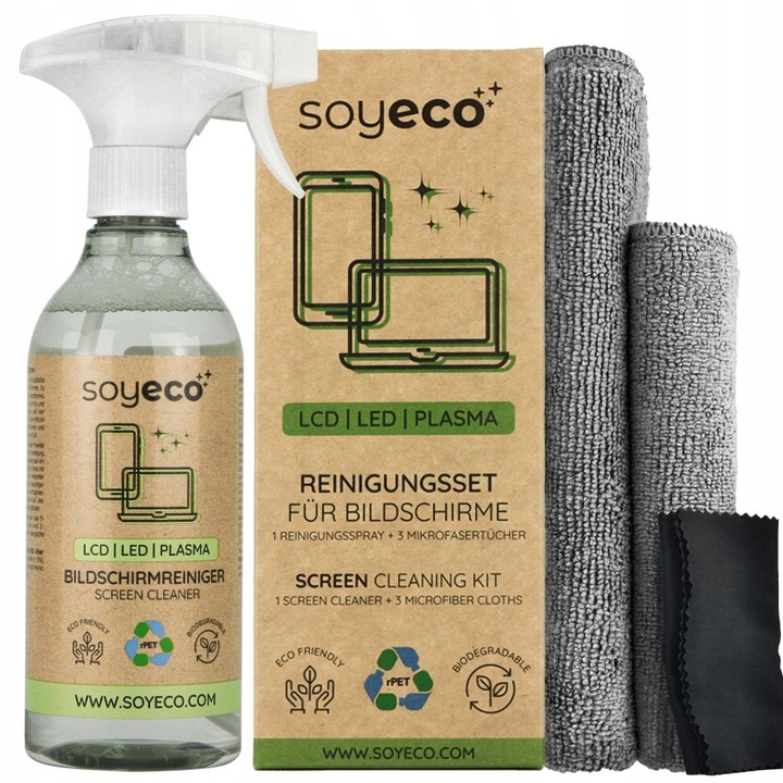 PŁYN DO CZYSZCZENIA EKRANÓW TV LCD LCD MONITORÓW ZESTAW Z MIKROFIBRĄ x3 |