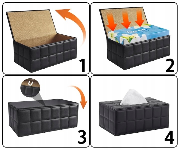 POJEMNIK PUDEŁKO NA CHUSTECZKI CHUSTECZNIK CZARNY ETUI Elegancki