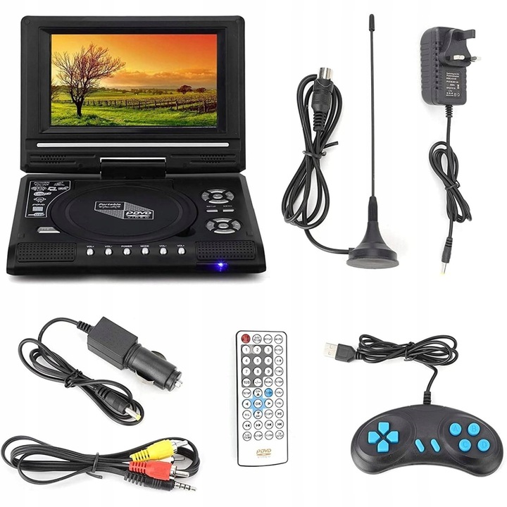 PRZENOŚNY ODTWARZACZ DVD O PRZEKĄTNEJ 7,8 CALA. ODTWARZACZ CD 800 MAH