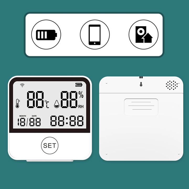 Stacja pogodowa WiFi Termometr Higrometr ZDALNY DOSTĘP Zegar Aplikacja