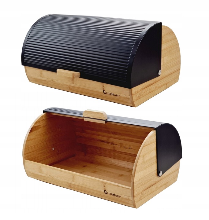 CHLEBAK POJEMNIK NA CHLEB PIECZYWO CZARNY DUŻY BAMBUSOWY