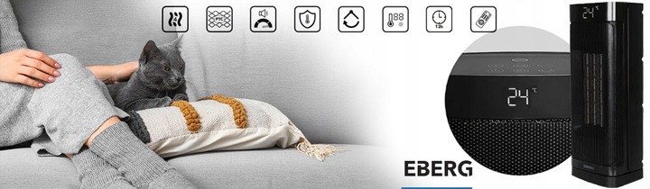 Termowentylator Farelka EBERG NOX Grzejnik elektryczny kolumnowy 2000W