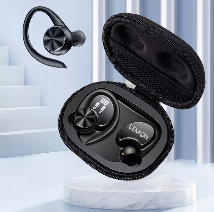 SPORTOWE SŁUCHAWKI BEZPRZEWODOWE BLUETOOTH DOUSZNE POWERBANK TWS LEMON