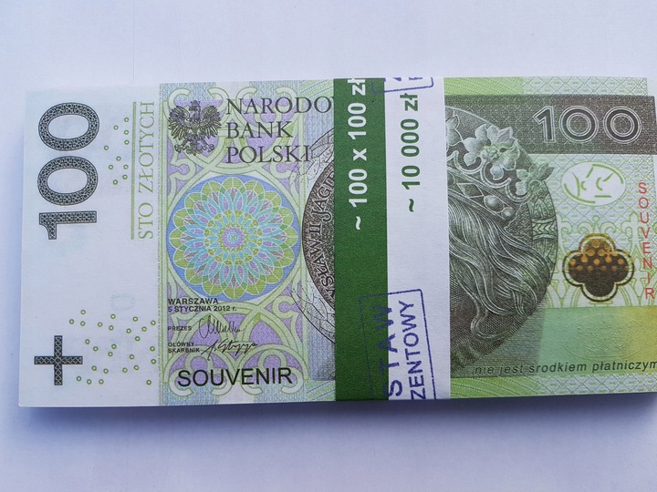 100złotych banknoty do zabawy i nauki plik 50szt