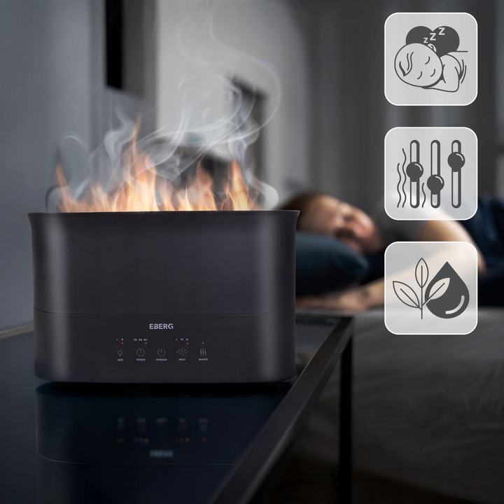 Nawilżacz powietrza EBERG LUMO 2,2l aromaterapia kominek 3D efekt
