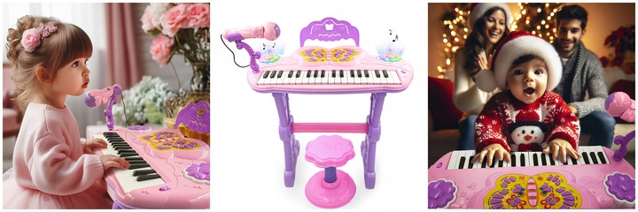 DUŻE PIANINO ORGANY KEYBOARD DLA DZIECI KRZESEŁKO MIKROFON NAGRYWANIE 37KL