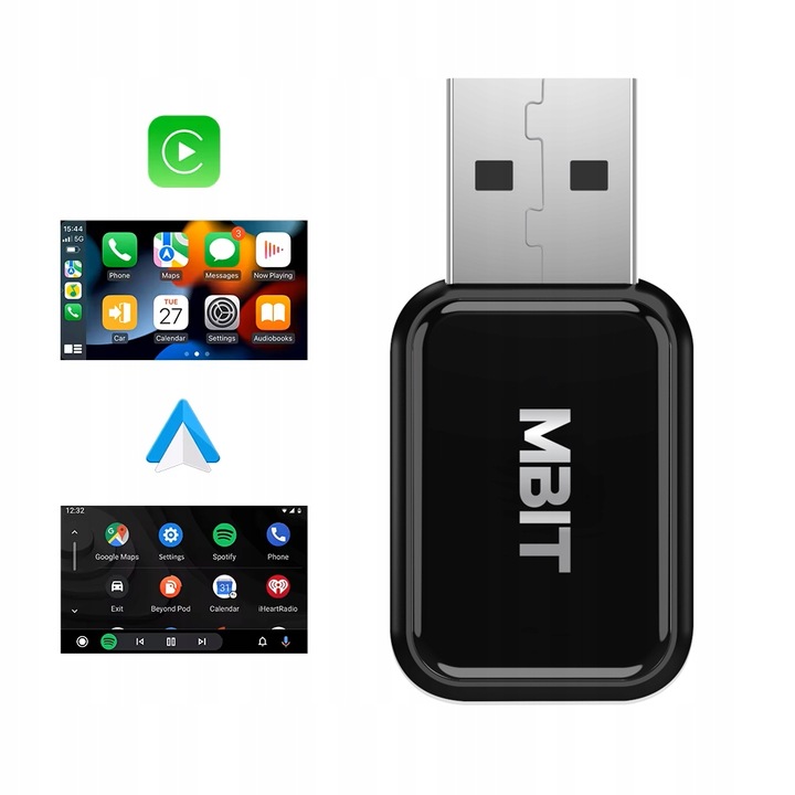 ADAPTER BEZPRZEWODOWY CARPLAY CAR PLAY ANDROID AUTO 2w1 BLUETOOTH iOS