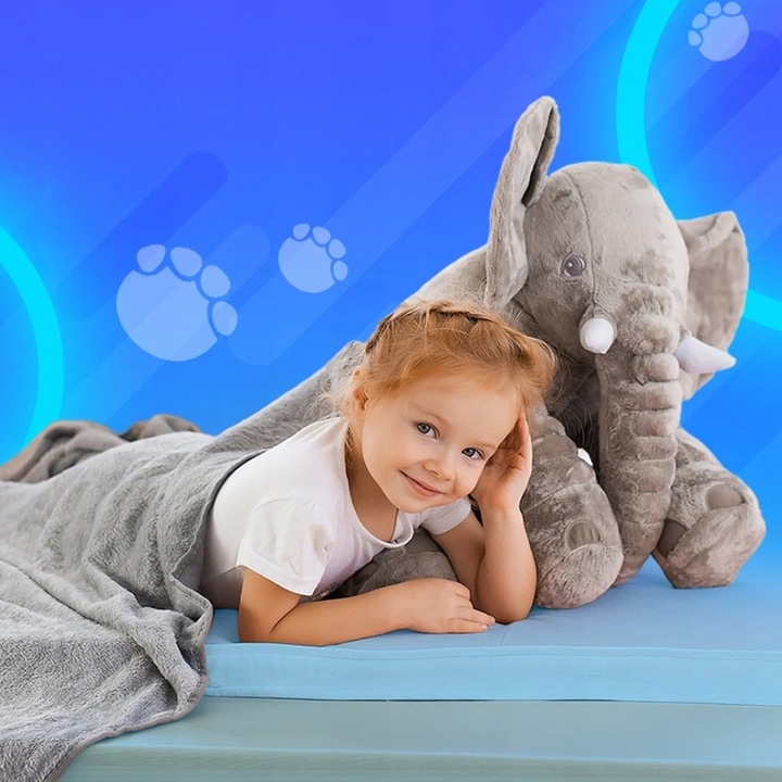 DUŻA PODUSZKA SŁOŃ MASKOTKA PRZYTULANKA PLUSZOWY MIŚ PREZENT DZIECKA JASIEK